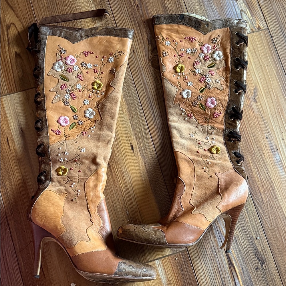 Sam Edelman Floral Embroidered Heeled Boots